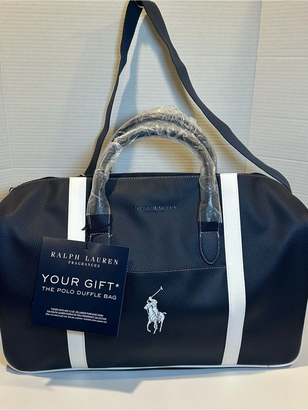 Polo Ralph Lauren large Faux Leather duffel bag gym bag carry all bag travel bag